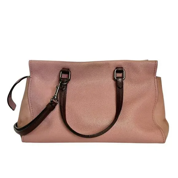 Coach Fulton Colorblock Dusty Rose Leather Suede Satchel Handbag #25006 - Picture 3 of 12